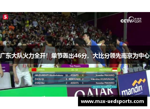 广东大队火力全开!单节轰出46分,大比分领先南京为中心 广东大队火力全开!单节轰出46分,大比分领先南京为中心